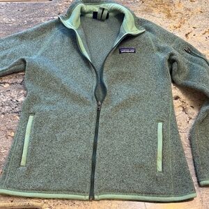 Patagonia Green Zip-Up Fleece jacket.